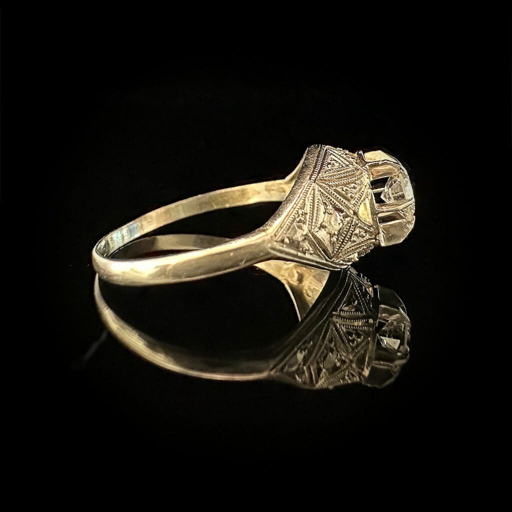 'Great Gatsby'-Platinum art deco diamond ring with filigree detail - Image 5