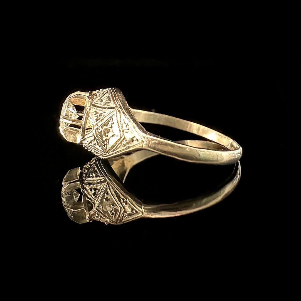 'Great Gatsby'-Platinum art deco diamond ring with filigree detail - Image 8