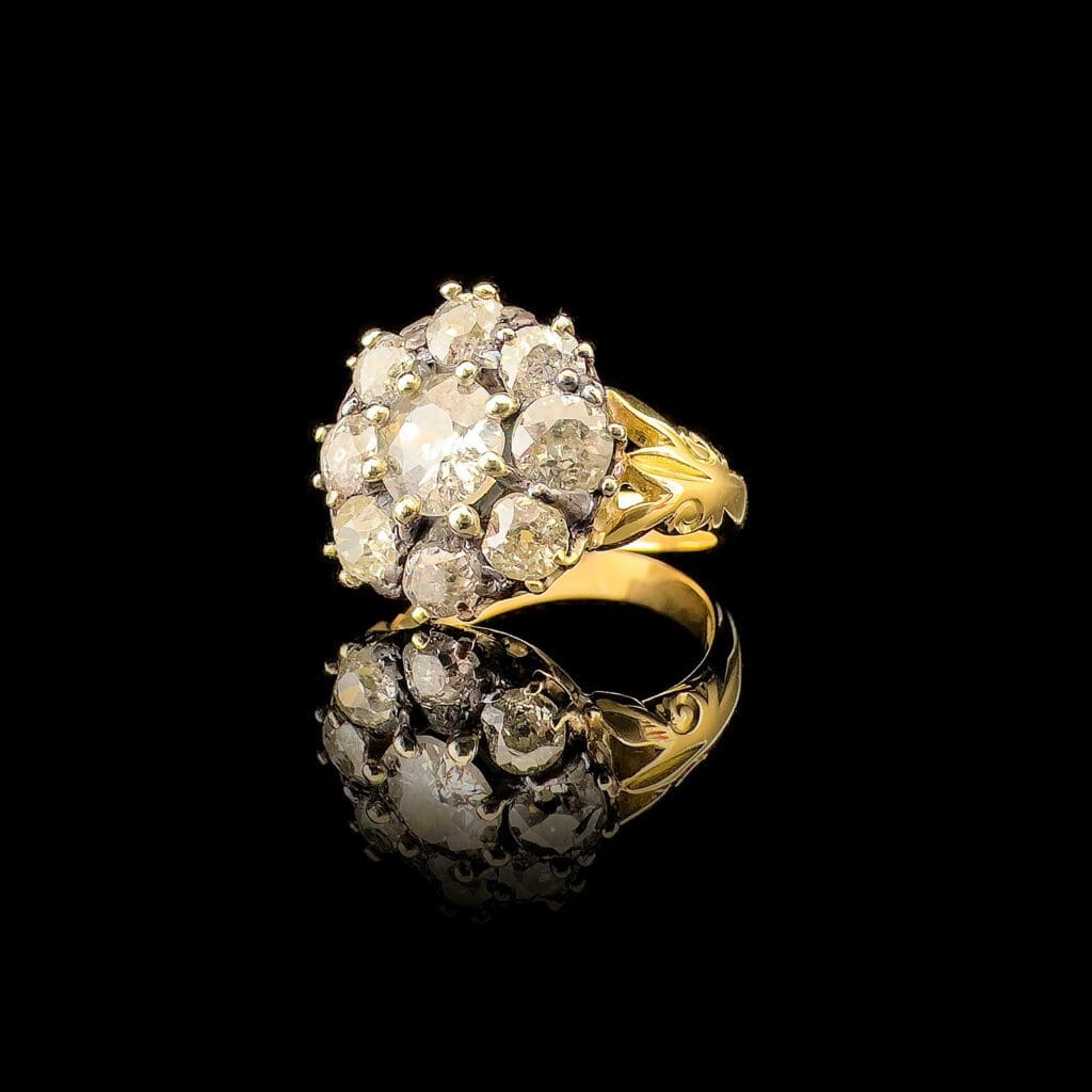 'Marian'-Magnificent antique diamond cluster ring - Image 7