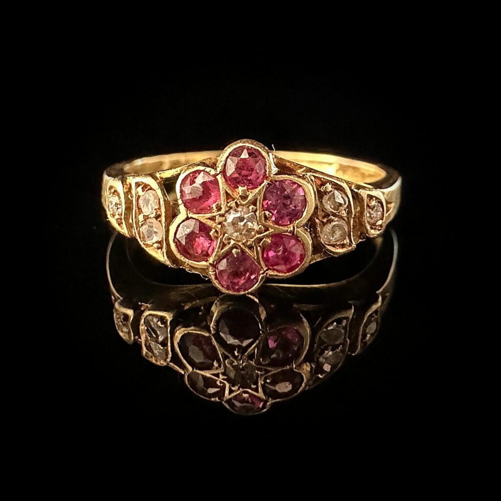 Ruby diamond flower cluster