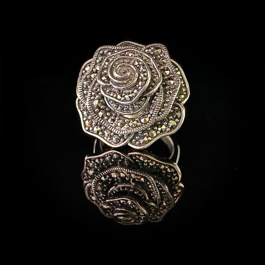 Marcasite/silver rose