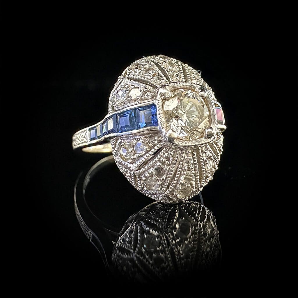 'Zelda'-Art deco diamond sapphire and white gold ring - Image 3