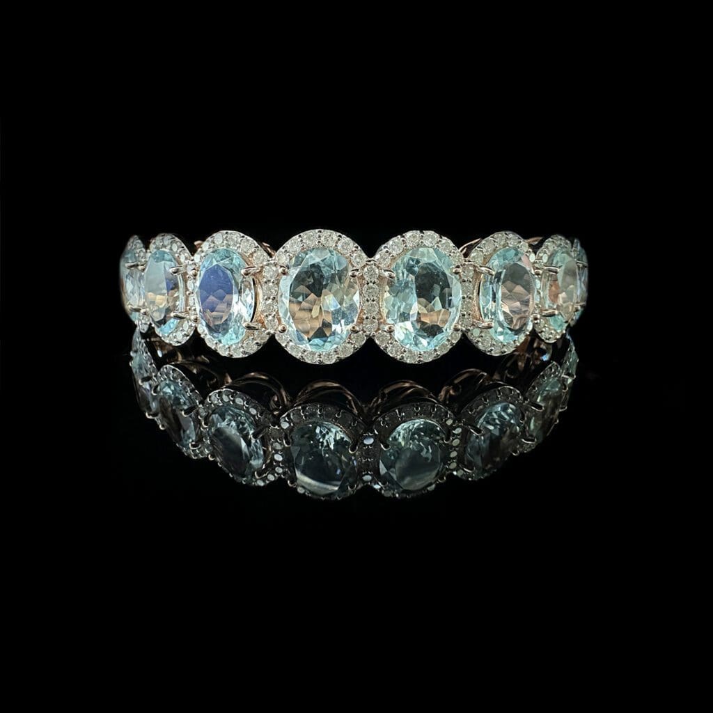 Aquamarine diamond rose gold bangle - Image 2