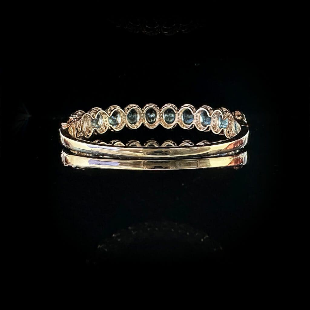 Aquamarine diamond rose gold bangle - Image 4