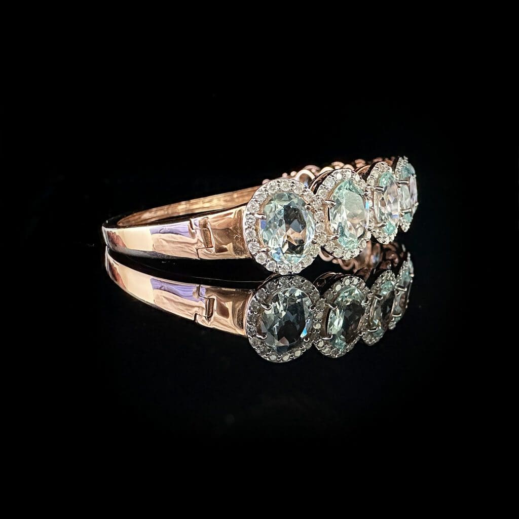 Aquamarine diamond rose gold bangle - Image 5