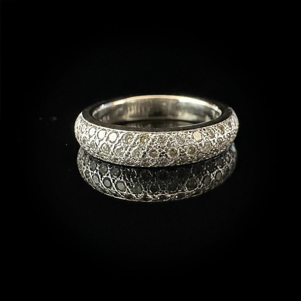 18 ct white gold and diamond pave ring