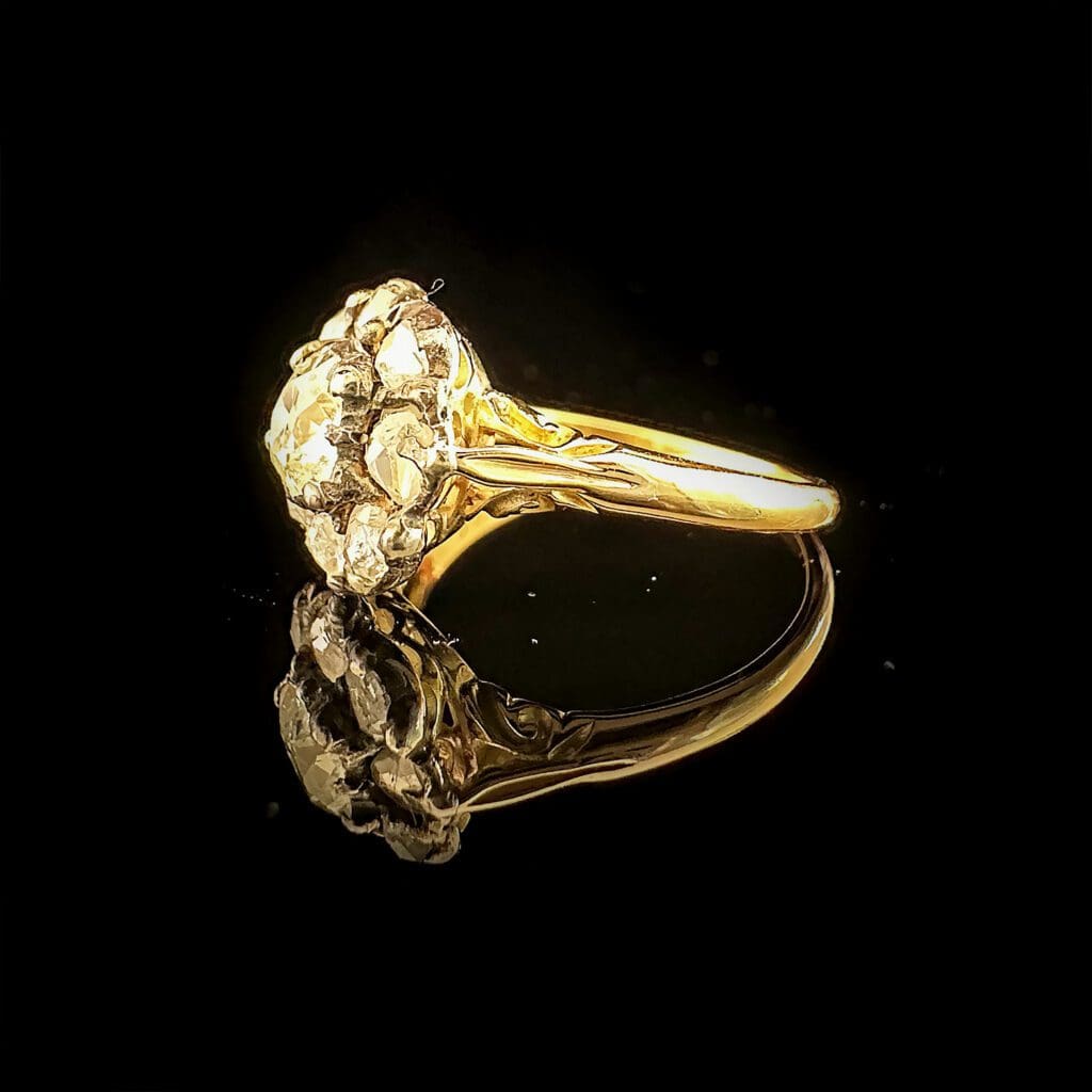 'Rosamunde'-Antique nine diamond cluster ring - Image 5