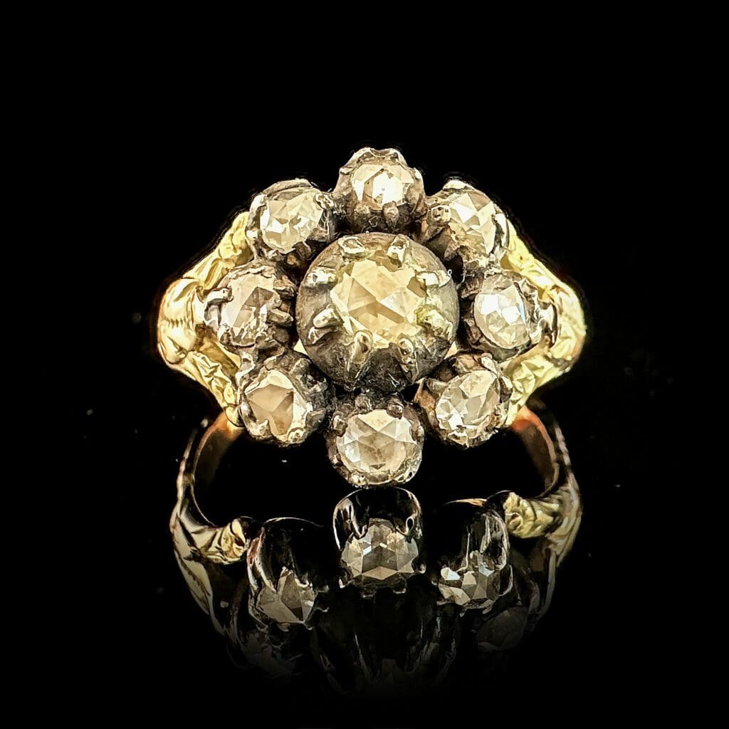 Antique diamond flower cluster