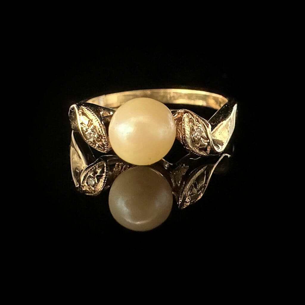 Pearl and diamond ring
