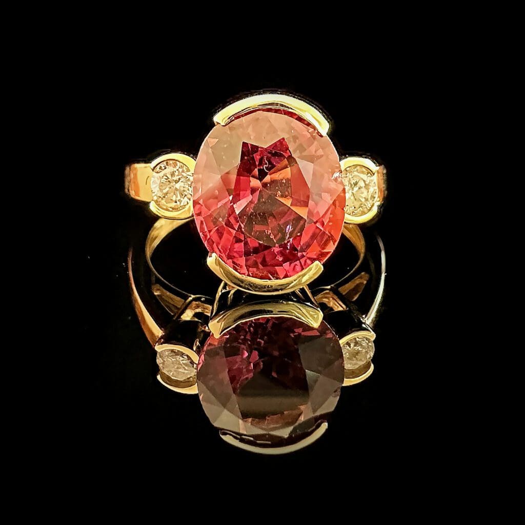 'Mabel'-Oval rubellite and diamond ring