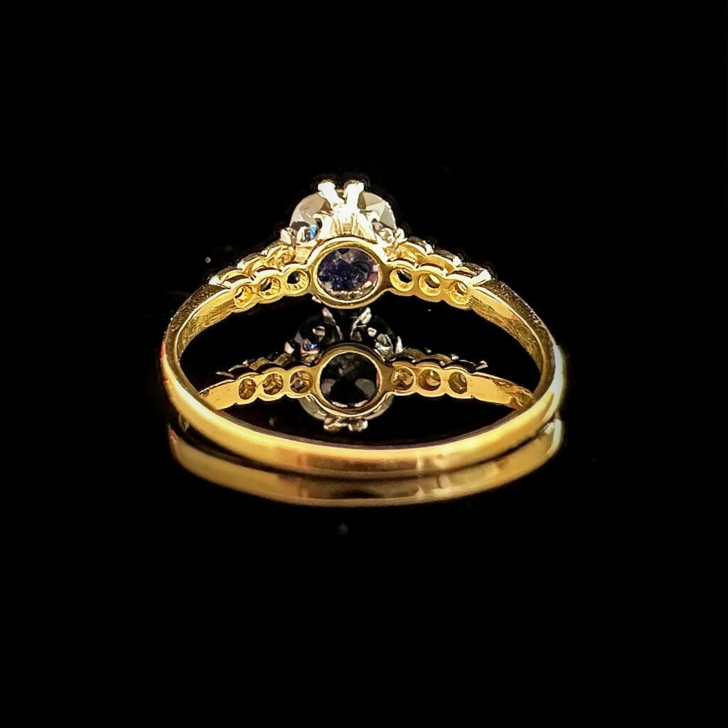 'Agatha'-Antique square sapphire diamond ring - Image 5