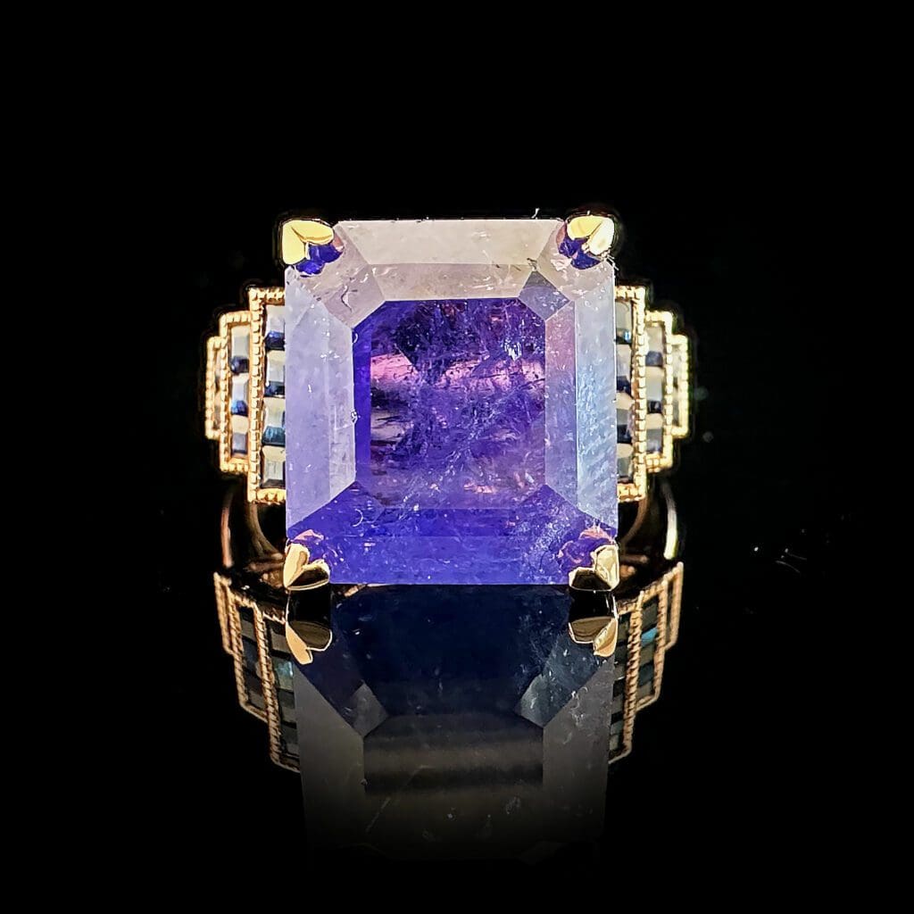 Rose gold deco tanzanite