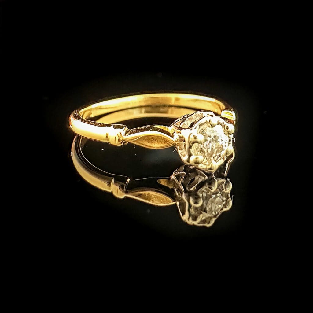 'Cherise'-Old cut diamond yellow gold ring - Image 3