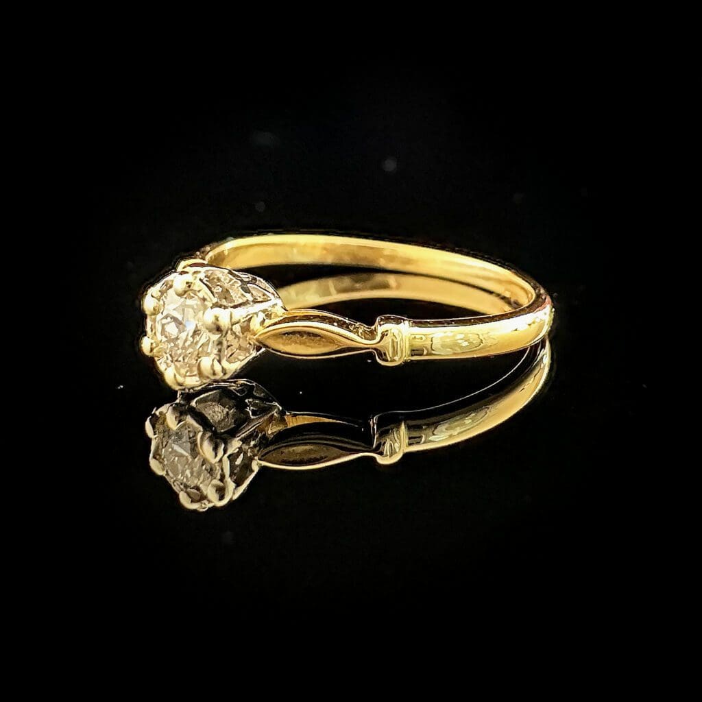 'Cherise'-Old cut diamond yellow gold ring - Image 7