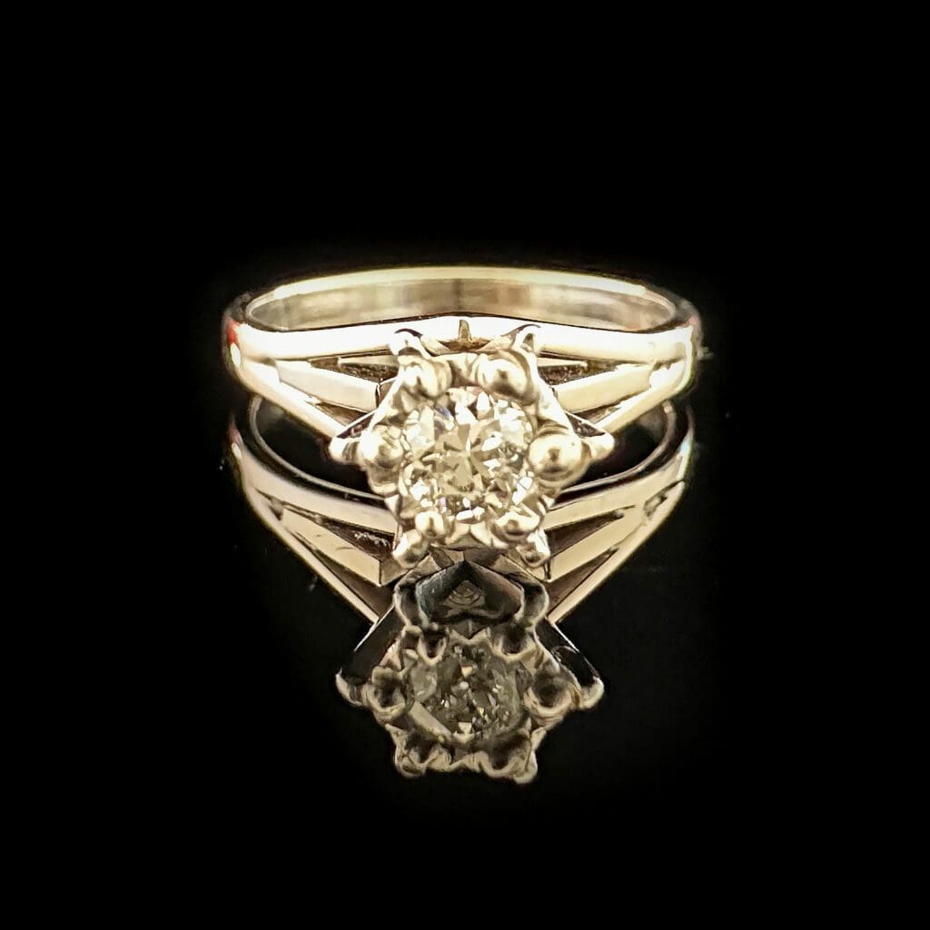 Old cut white gold diamond