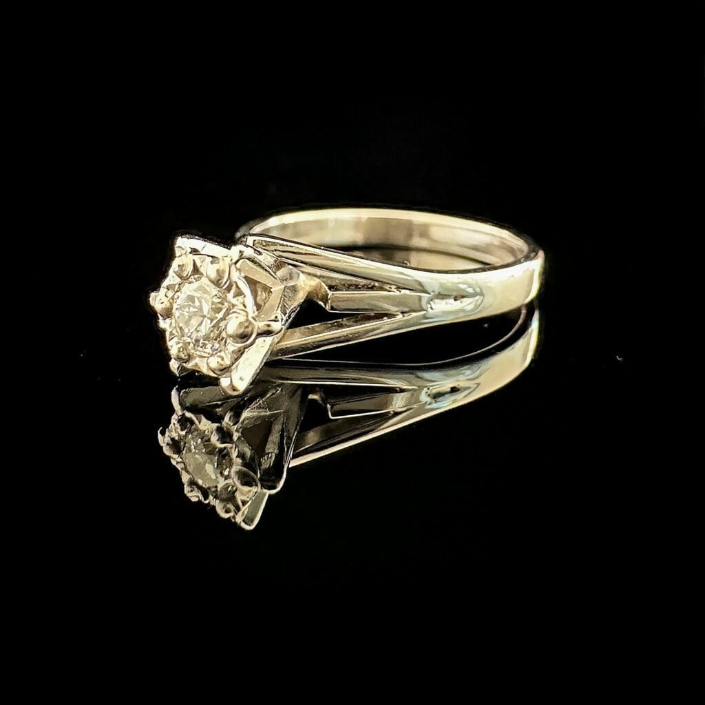 Old cut white gold diamond - Image 7