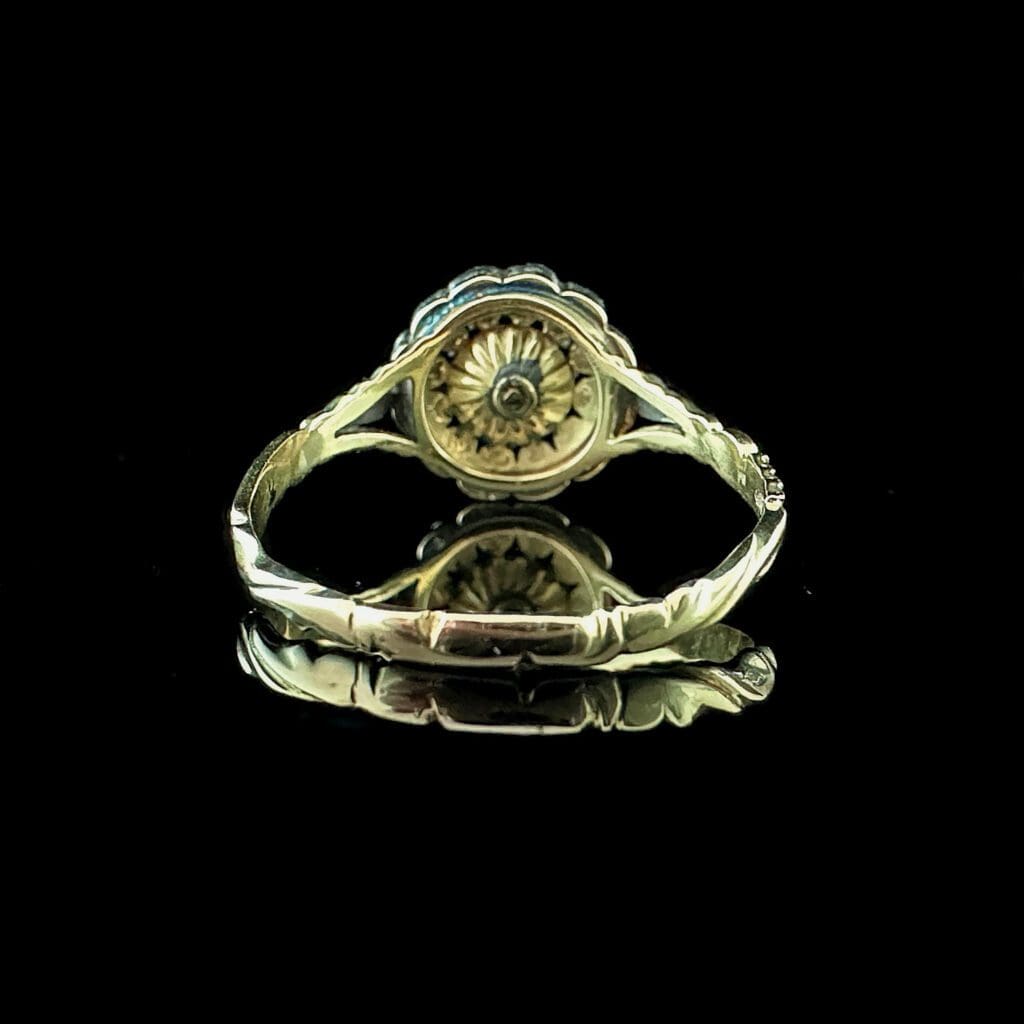 'Hilda'-Antique gold and silver flower ring with 13 diamond roses - Image 5