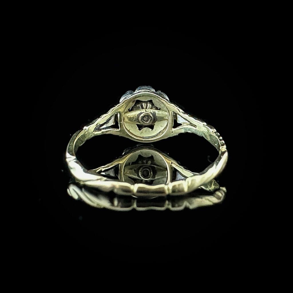 'Giselle'-Georgian gold and silver flower ring with 9 diamond roses - Image 4