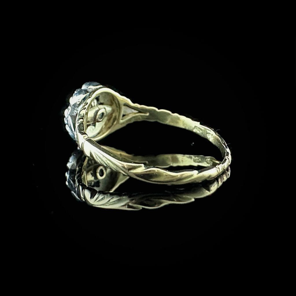 'Giselle'-Georgian gold and silver flower ring with 9 diamond roses - Image 5