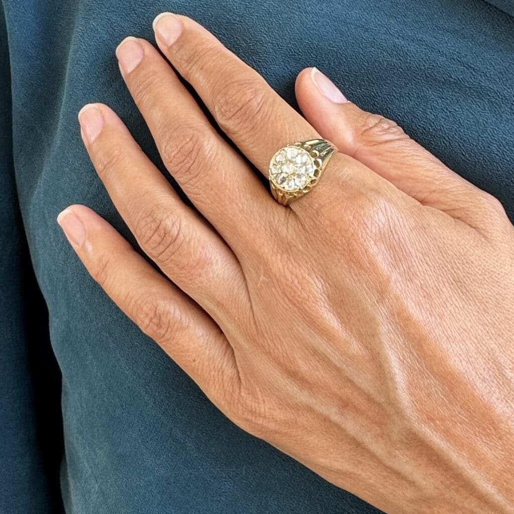 'German George'-Antique Georgian yellow gold diamond rose ring - Image 8