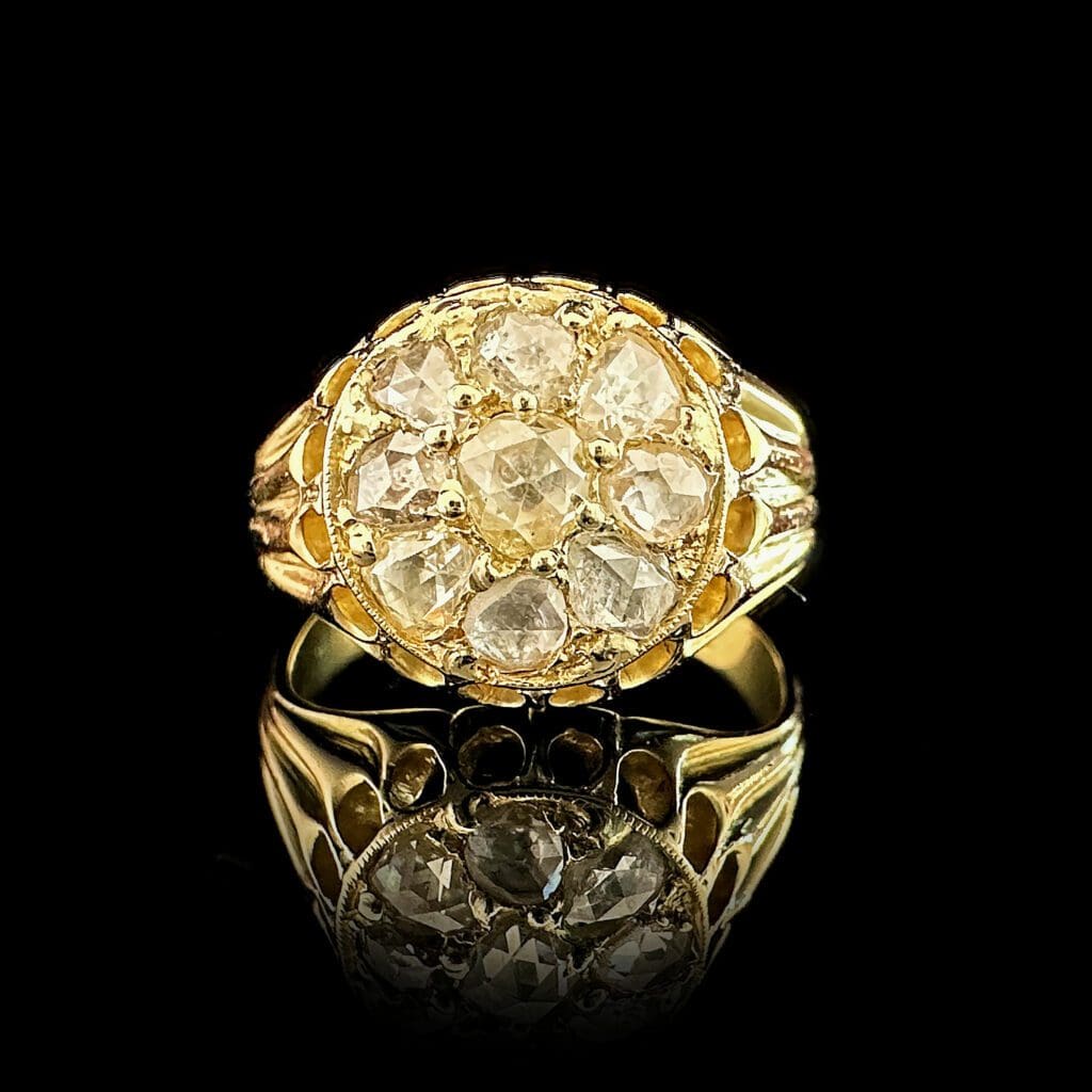 'German George'-Antique Georgian yellow gold diamond rose ring - Image 2