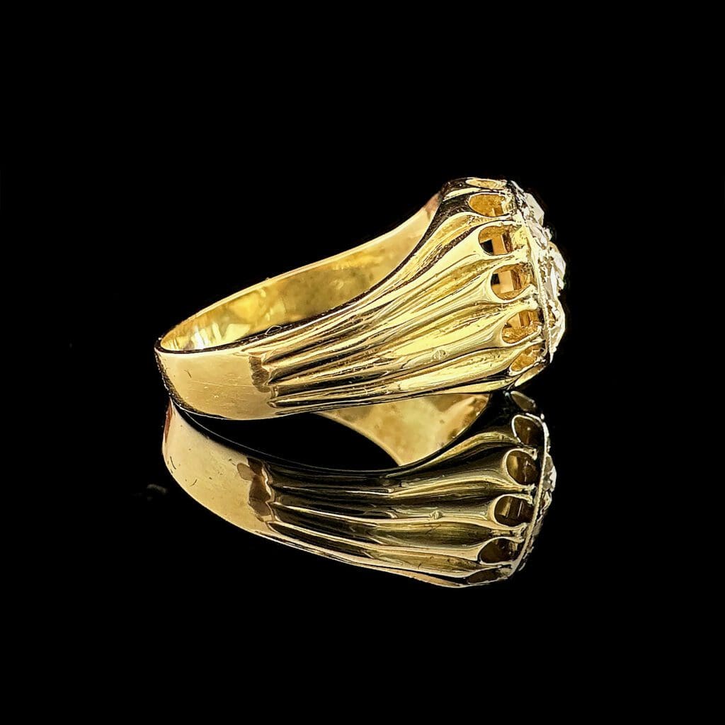 'German George'-Antique Georgian yellow gold diamond rose ring - Image 4