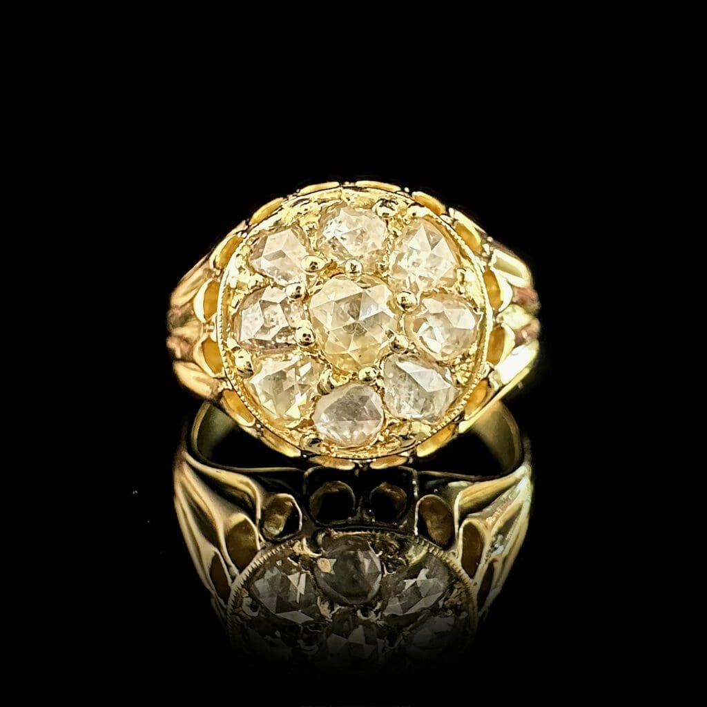 'German George'-Antique Georgian yellow gold diamond rose ring