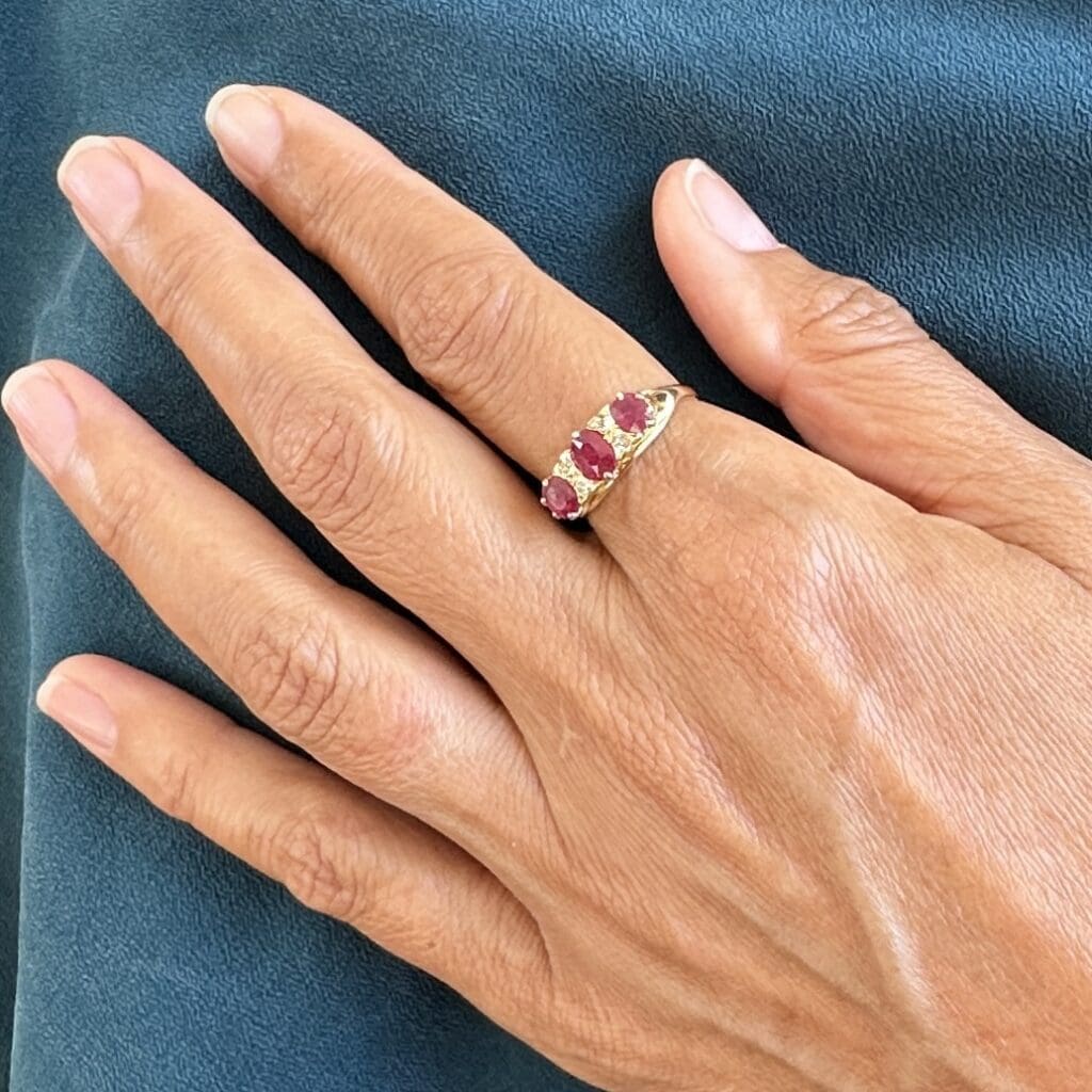 'Edie'-Antique Edwardian ruby diamond 7-stone ring - Image 8