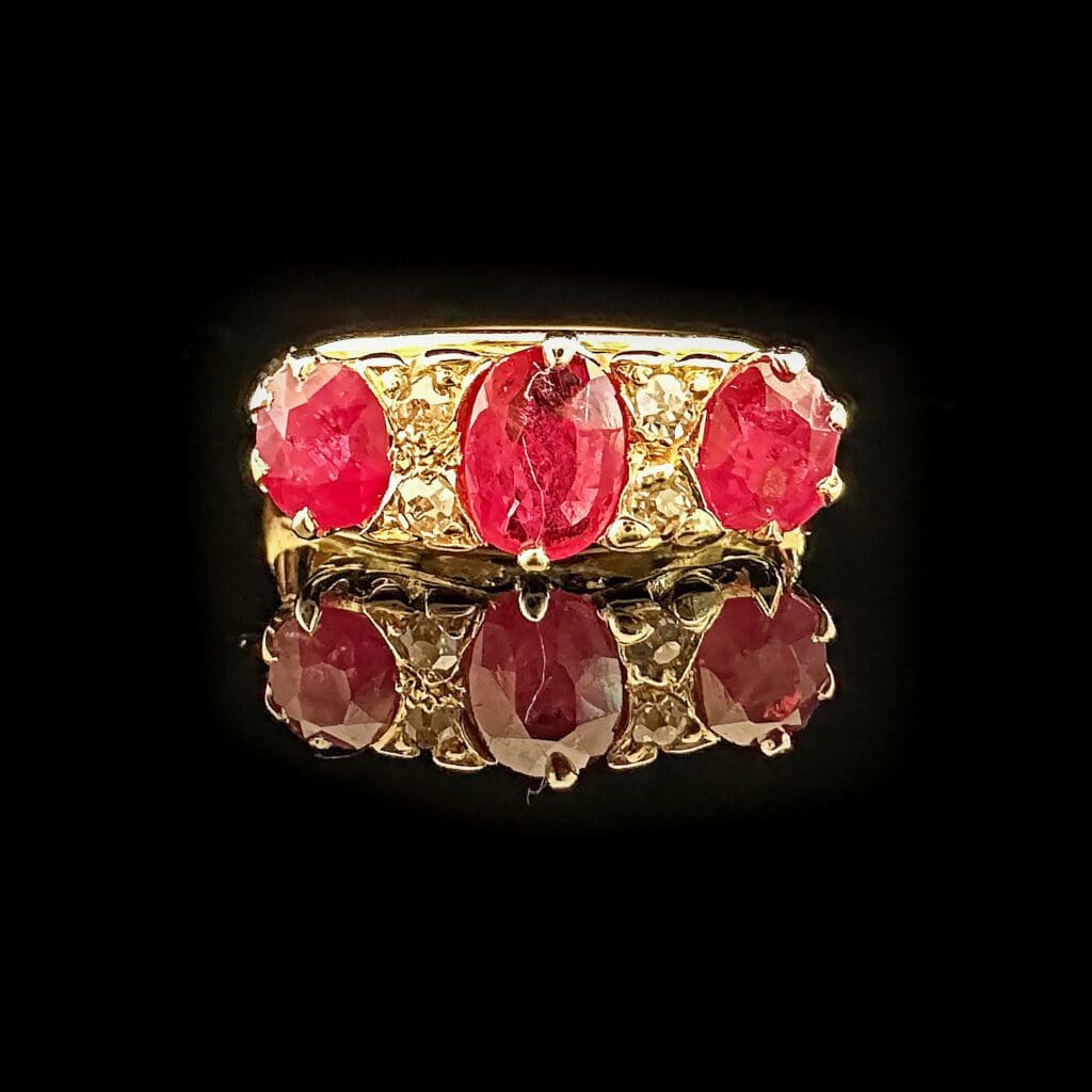 'Edie'-Antique Edwardian ruby diamond 7-stone ring - Image 2