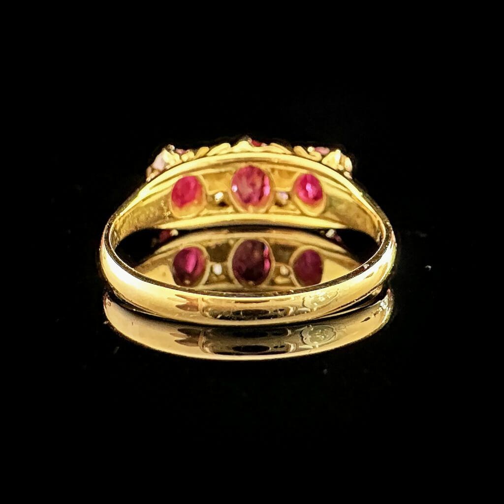 'Edie'-Antique Edwardian ruby diamond 7-stone ring - Image 5