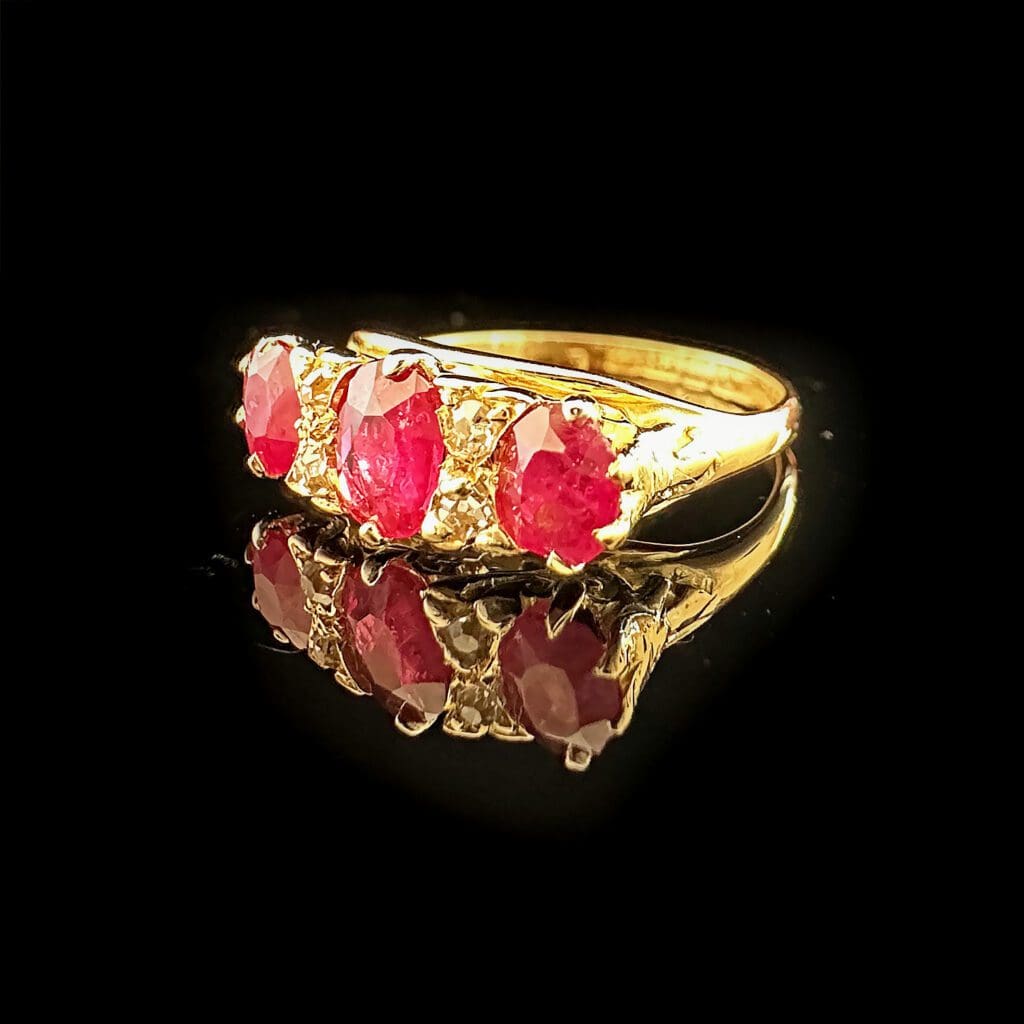 'Edie'-Antique Edwardian ruby diamond 7-stone ring - Image 7