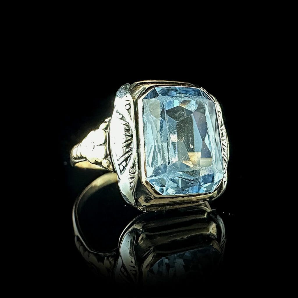 'Azure'-Antique gold and silver blue topaz ring - Image 3