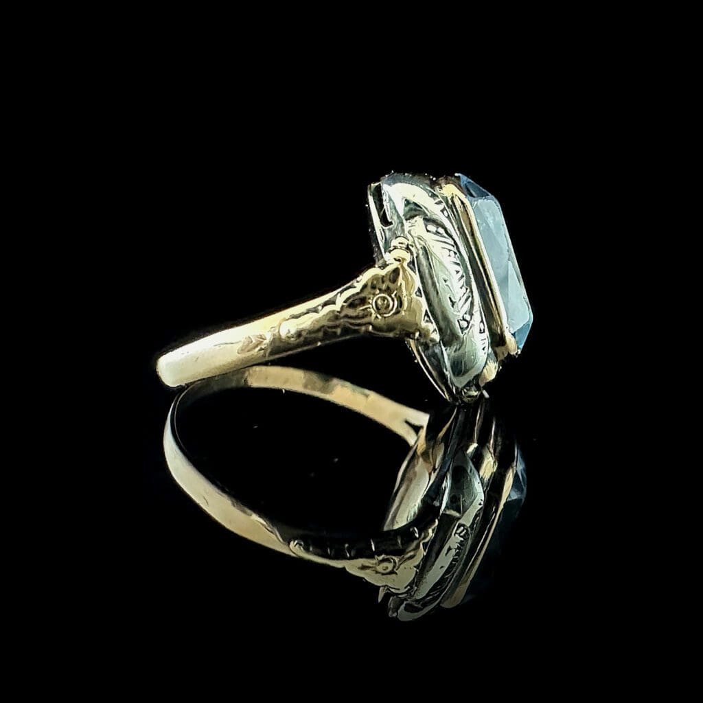 'Azure'-Antique gold and silver blue topaz ring - Image 4