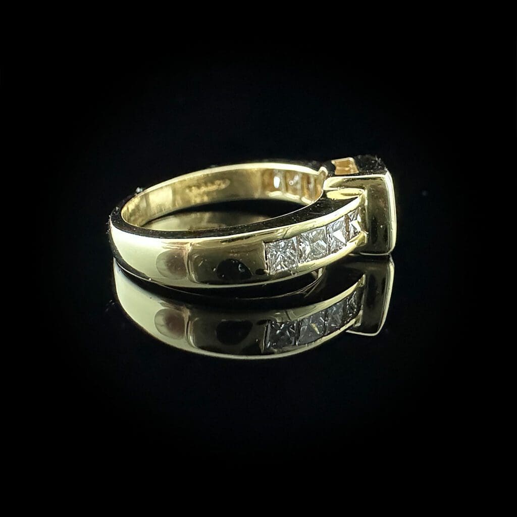 Four princess diamonds 18 ct yellow gold ring - Image 4