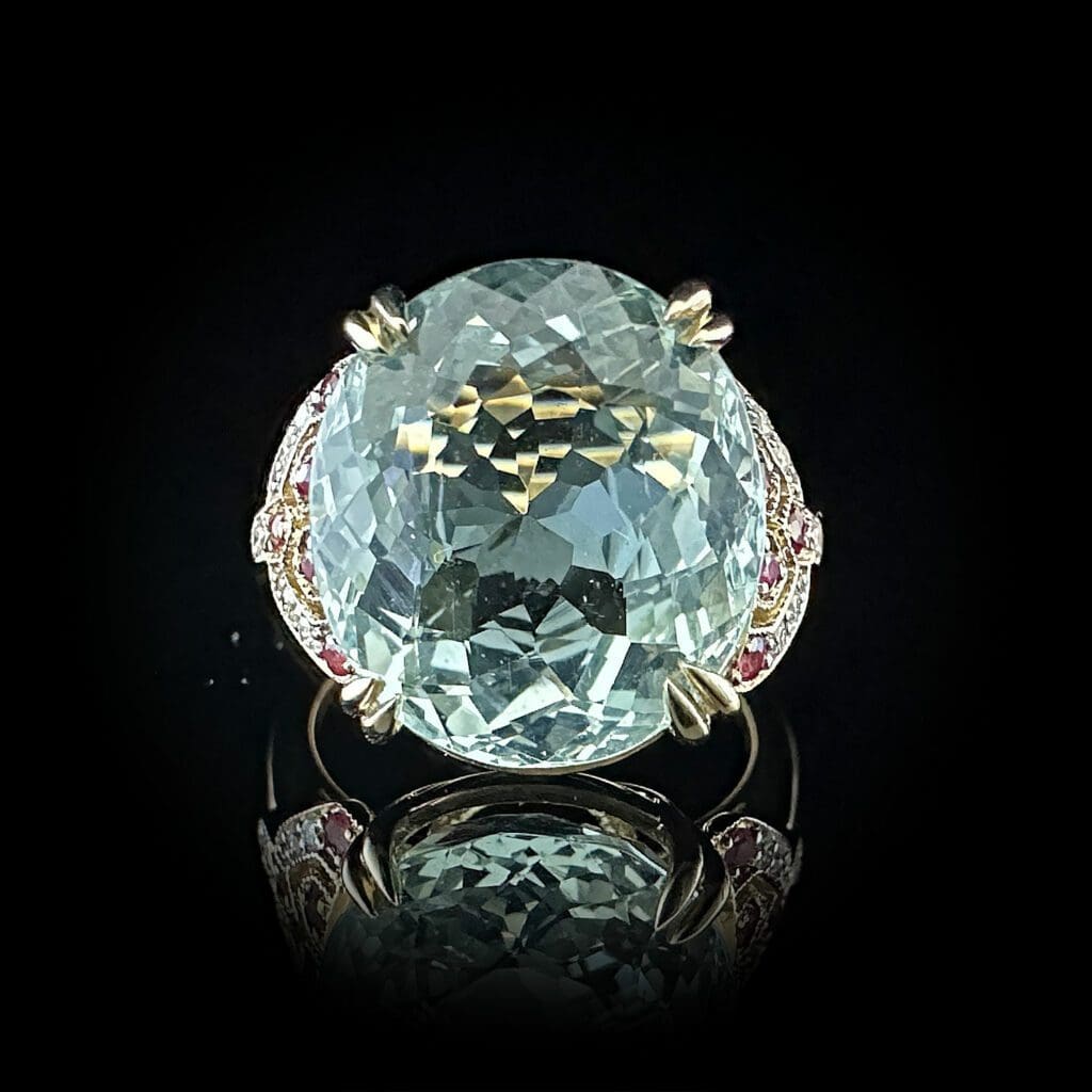 Aquamarine ruby diamond ring - Image 2