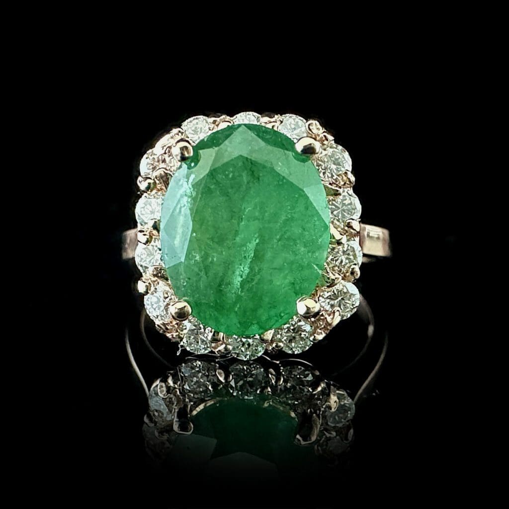 'Esmerelda'-Natural emerald and diamond rose gold ring - Image 6