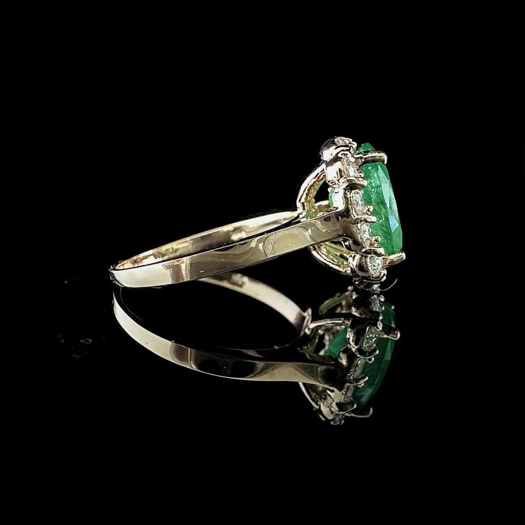 'Esmerelda'-Natural emerald and diamond rose gold ring - Image 3