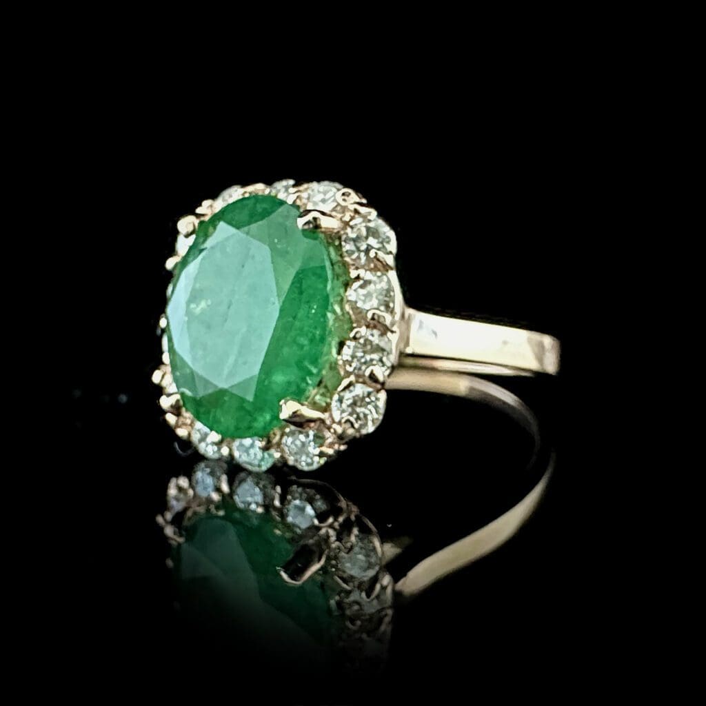 'Esmerelda'-Natural emerald and diamond rose gold ring - Image 5