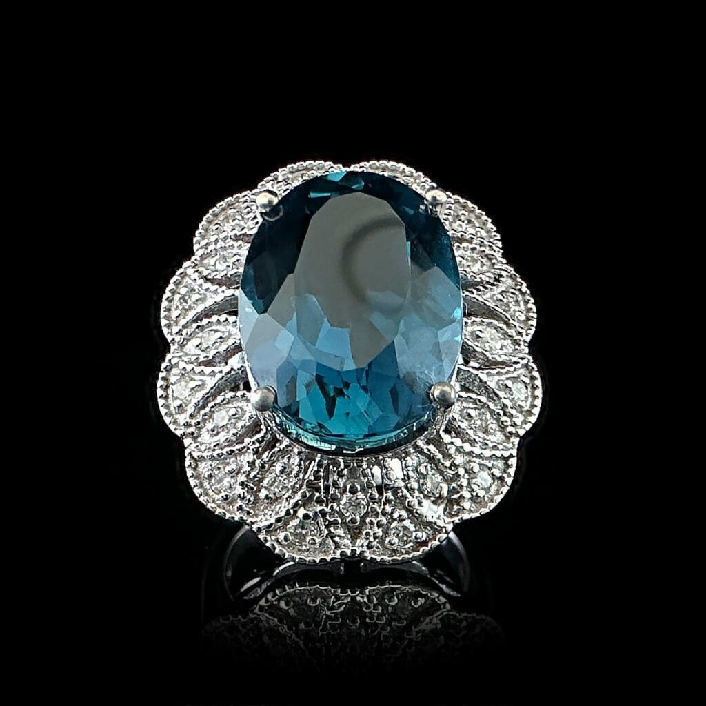 'London Blue'-London blue topaz and diamond white gold ring