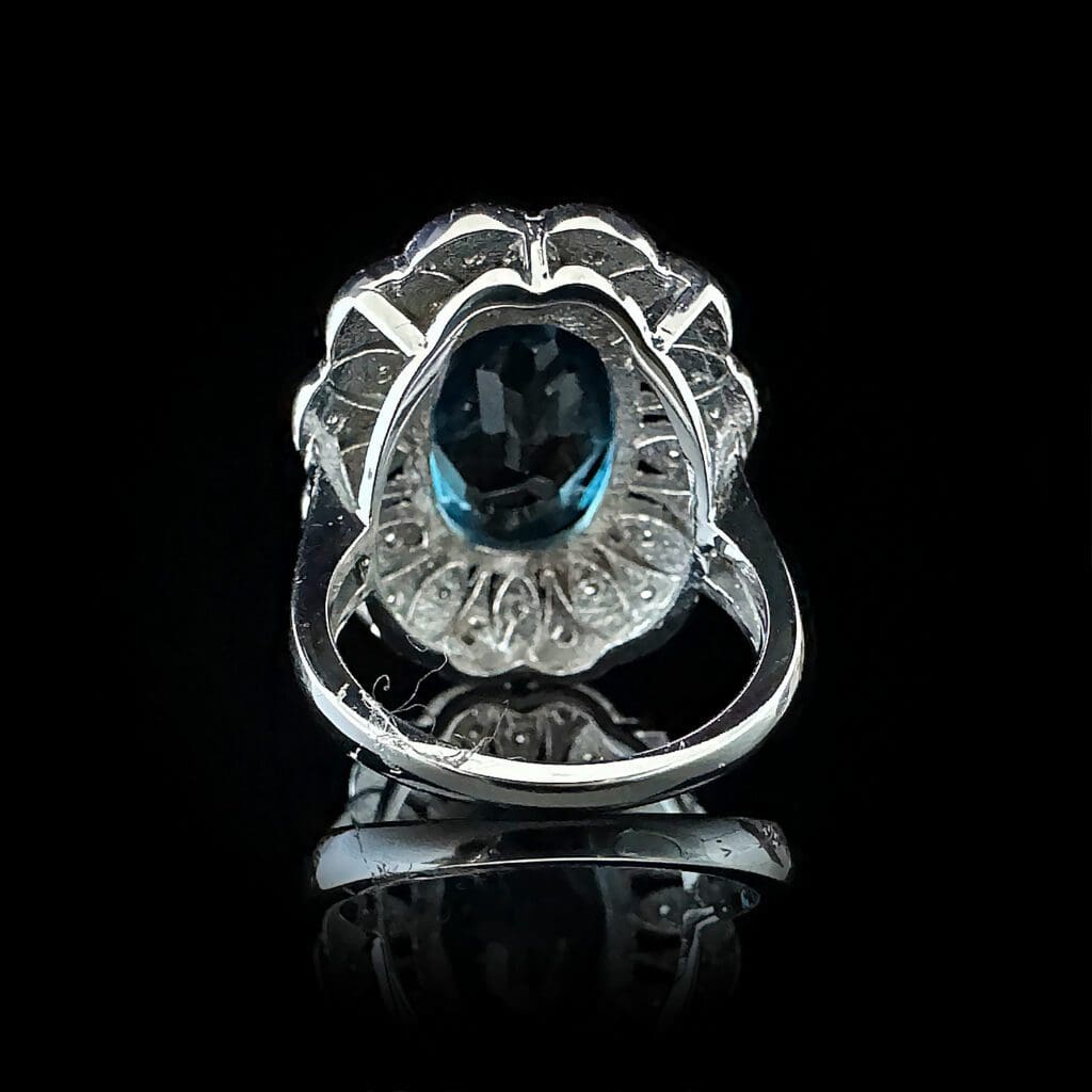 'London Blue'-London blue topaz and diamond white gold ring - Image 5