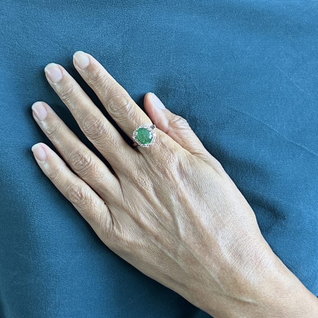 'Esmerelda'-Natural emerald and diamond rose gold ring - Image 8