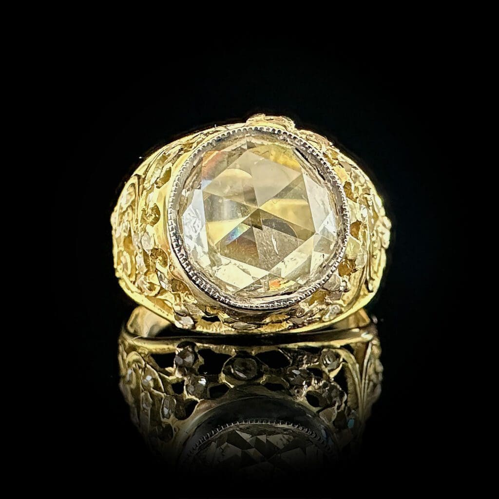 'Big Apple Diamond'-Antique 2ct rose cut diamond ring