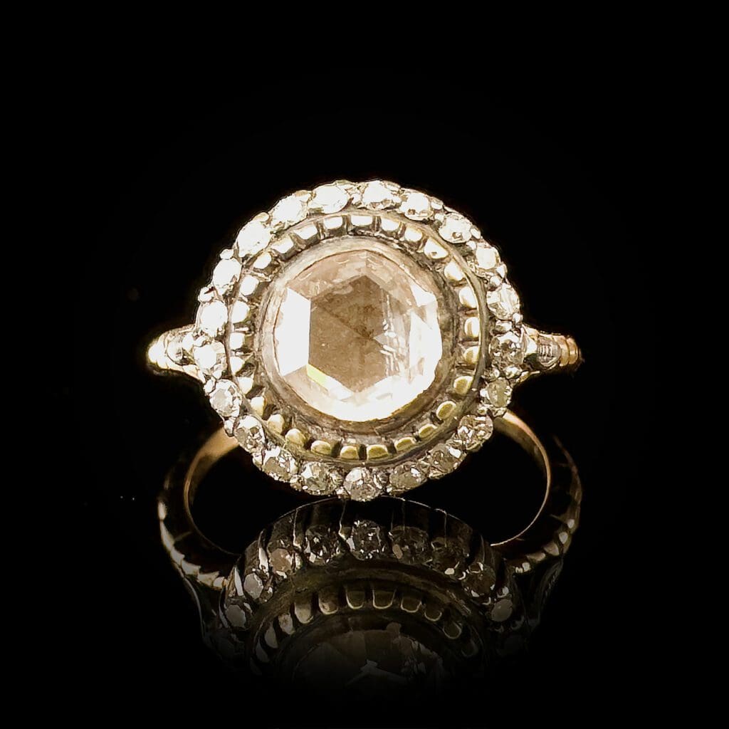 'Josephine'-Antique yellow gold and silver diamond cluster ring - Image 9