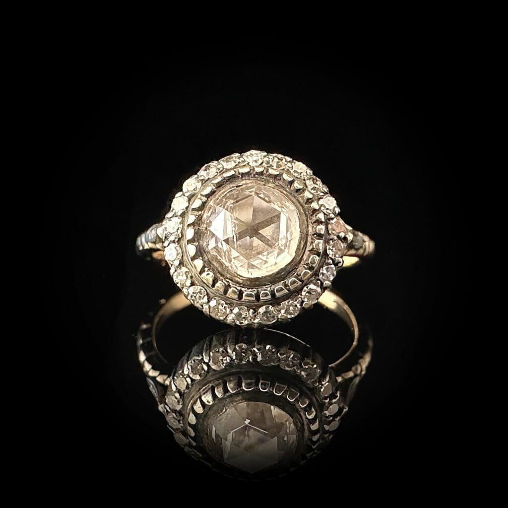 'Josephine'-Antique yellow gold and silver diamond cluster ring