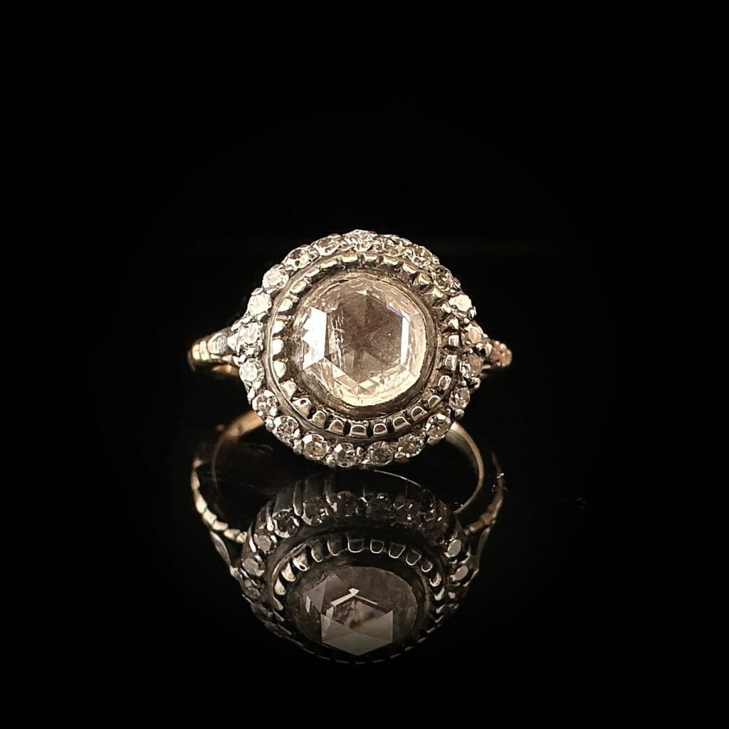 'Josephine'-Antique yellow gold and silver diamond cluster ring - Image 3