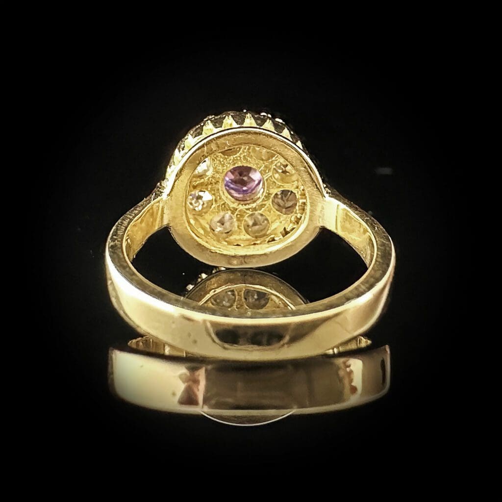 'Royal Purple'-Antique purple sapphire and diamond cluster ring - Image 4