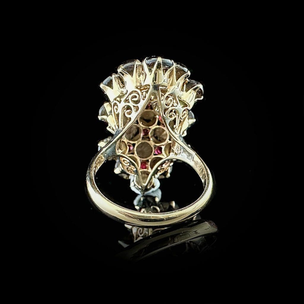 Star sapphire and ruby gold cluster ring - Image 5