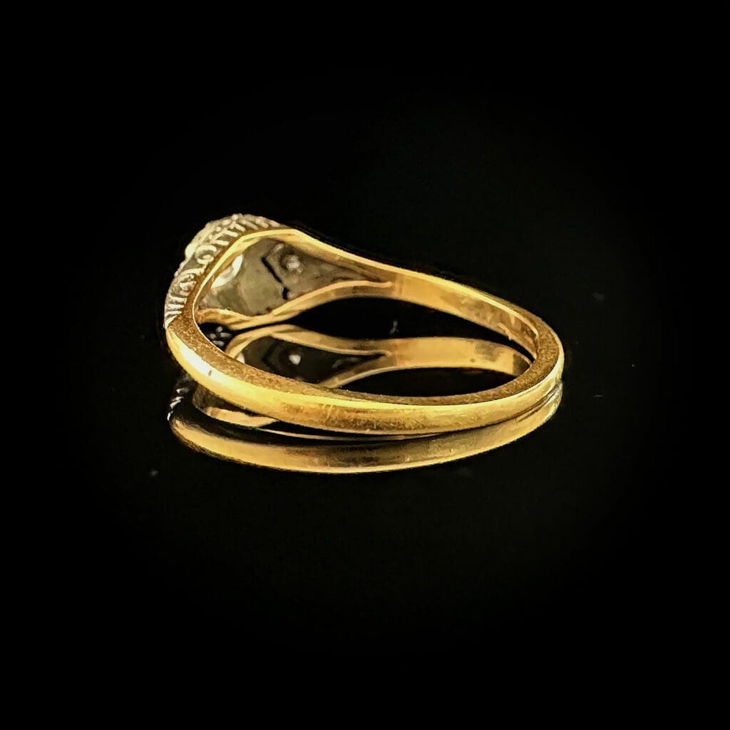 'Athena'-Gold and platinum diamond solitaire deco ring - Image 6