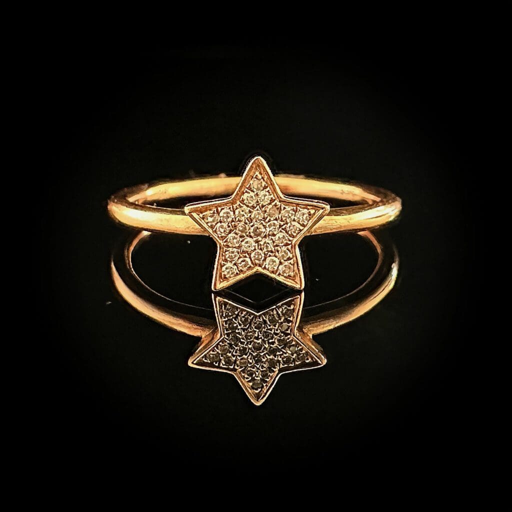 Rose gold diamond star ring