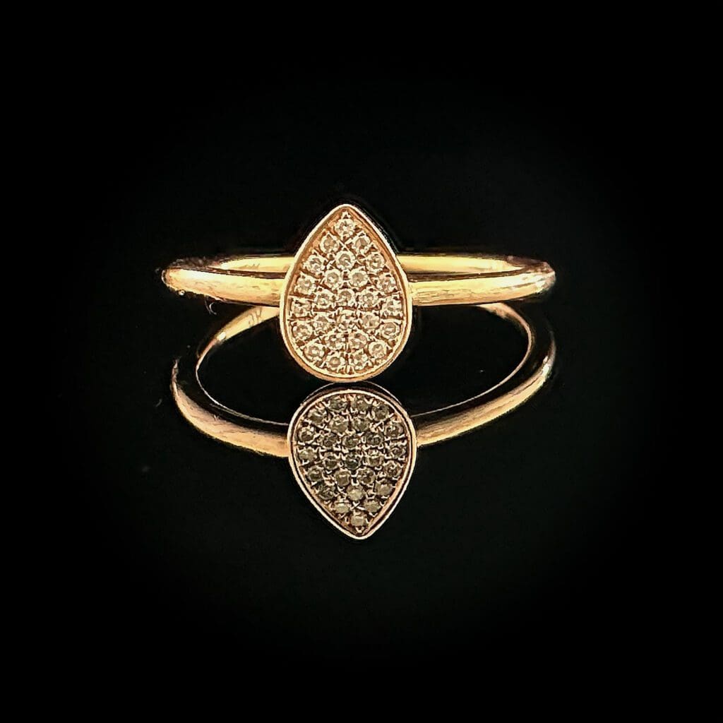 Rose gold diamond teardrop ring